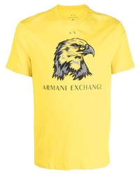 T-shirt à col rond imprimé moutarde Armani Exchange