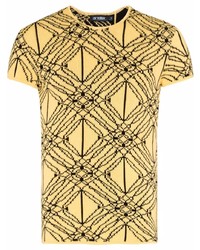 T-shirt à col rond imprimé moutarde AV Vattev