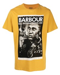 T-shirt à col rond imprimé moutarde Barbour