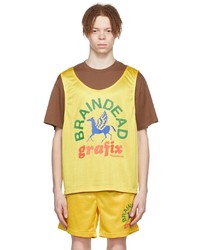 T-shirt à col rond imprimé moutarde Brain Dead