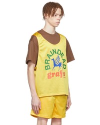 T-shirt à col rond imprimé moutarde Brain Dead