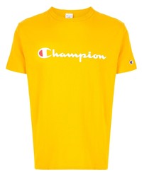T-shirt à col rond imprimé moutarde Champion