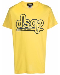T-shirt à col rond imprimé moutarde DSQUARED2