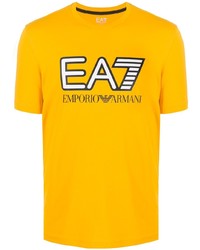 T-shirt à col rond imprimé moutarde Ea7 Emporio Armani