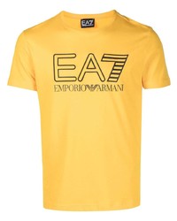 T-shirt à col rond imprimé moutarde Ea7 Emporio Armani