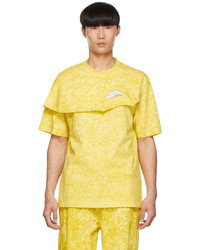 T-shirt à col rond imprimé moutarde Feng Chen Wang