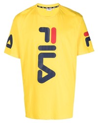 T-shirt à col rond imprimé moutarde Fila