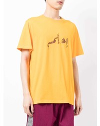 T-shirt à col rond imprimé moutarde Qasimi