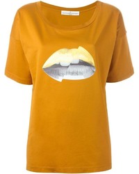 T-shirt à col rond imprimé moutarde Golden Goose Deluxe Brand