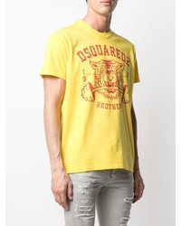 T-shirt à col rond imprimé moutarde DSQUARED2