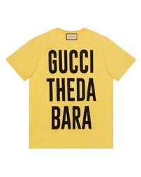 T-shirt à col rond imprimé moutarde Gucci