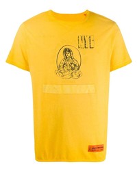 T-shirt à col rond imprimé moutarde Heron Preston