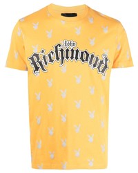 T-shirt à col rond imprimé moutarde John Richmond