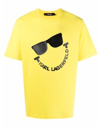 T-shirt à col rond imprimé moutarde Karl Lagerfeld