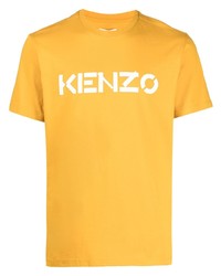 T-shirt à col rond imprimé moutarde Kenzo