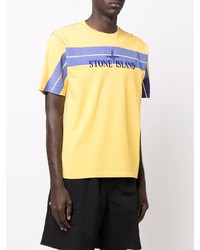 T-shirt à col rond imprimé moutarde Stone Island