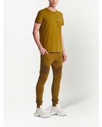 T-shirt à col rond imprimé moutarde Balmain