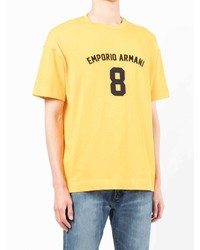 T-shirt à col rond imprimé moutarde Emporio Armani