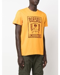 T-shirt à col rond imprimé moutarde Diesel