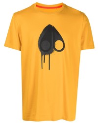 T-shirt à col rond imprimé moutarde Moose Knuckles