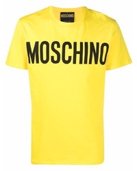 T-shirt à col rond imprimé moutarde Moschino