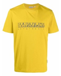 T-shirt à col rond imprimé moutarde Napapijri