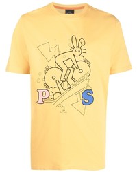 T-shirt à col rond imprimé moutarde PS Paul Smith