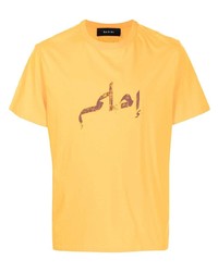 T-shirt à col rond imprimé moutarde Qasimi