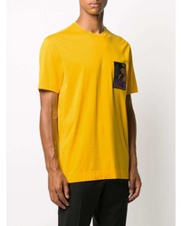 T-shirt à col rond imprimé moutarde Z Zegna