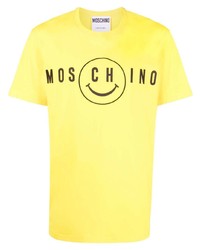 T-shirt à col rond imprimé moutarde Moschino