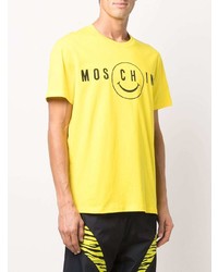 T-shirt à col rond imprimé moutarde Moschino