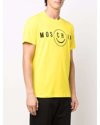 T-shirt à col rond imprimé moutarde Moschino