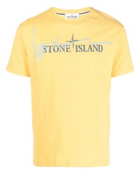 T-shirt à col rond imprimé moutarde Stone Island