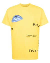 T-shirt à col rond imprimé moutarde Travis Scott
