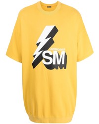 T-shirt à col rond imprimé moutarde Undercoverism