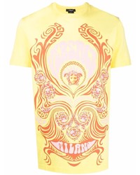 T-shirt à col rond imprimé moutarde Versace