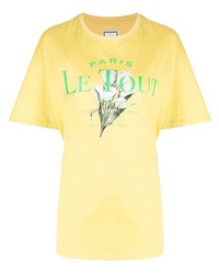 T-shirt à col rond imprimé moutarde Wooyoungmi