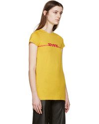 T-shirt à col rond imprimé moutarde Vetements