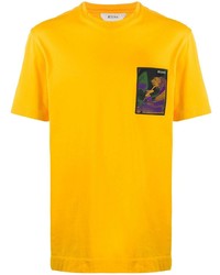 T-shirt à col rond imprimé moutarde Z Zegna