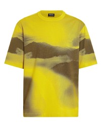 T-shirt à col rond imprimé moutarde Zegna