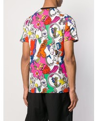 T-shirt à col rond imprimé multicolore Versace