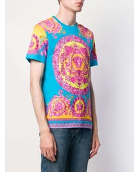 T-shirt à col rond imprimé multicolore Versace