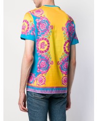 T-shirt à col rond imprimé multicolore Versace