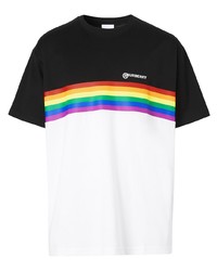 T-shirt à col rond imprimé multicolore Burberry