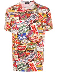 T-shirt à col rond imprimé multicolore DSQUARED2