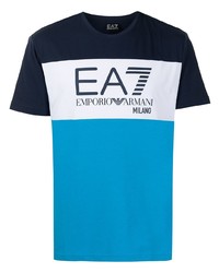 T-shirt à col rond imprimé multicolore Ea7 Emporio Armani