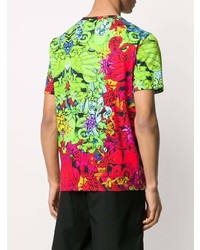 T-shirt à col rond imprimé multicolore Just Cavalli