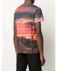 T-shirt à col rond imprimé multicolore Balmain