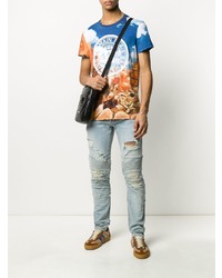 T-shirt à col rond imprimé multicolore Balmain