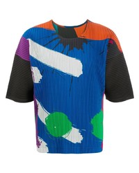 T-shirt à col rond imprimé multicolore Homme Plissé Issey Miyake